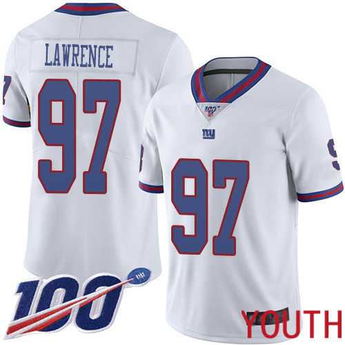 Youth New York Giants #97 Dexter Lawrence Limited White Rush Vapor Untouchable 100th Season Football NFL Jersey